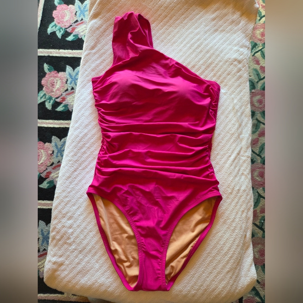 J. Crew Vibrant Pink One Shoulder Swimsuit